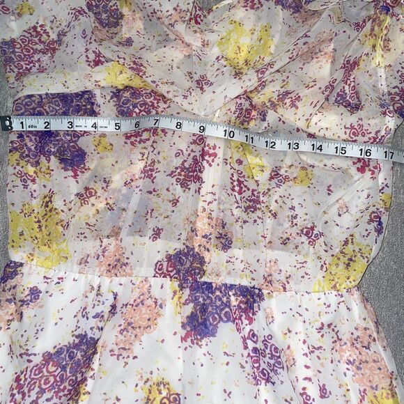 GUESS Sz 8 Crisscross Halter KeyHole Layered Ruffle Pastel Romantic Flowy Beachy - Picture 3 of 7